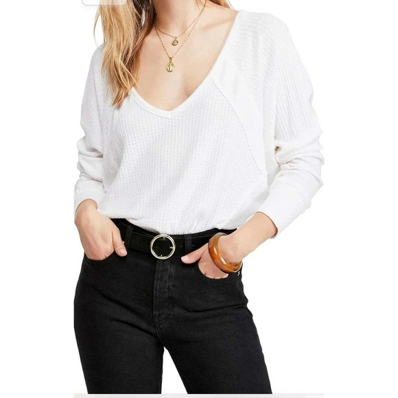 Free People Tops - Free People Santa Clara Thermal Shirt White